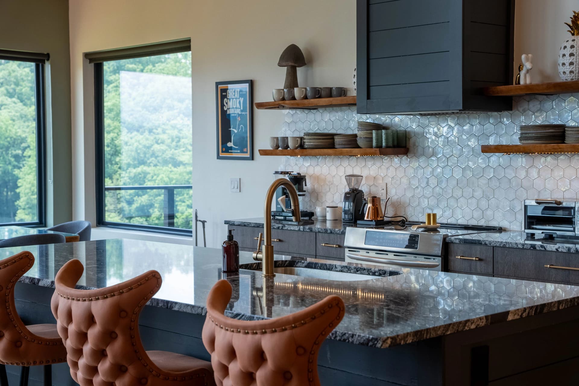 Modern Kitchen Open Shelves Detail