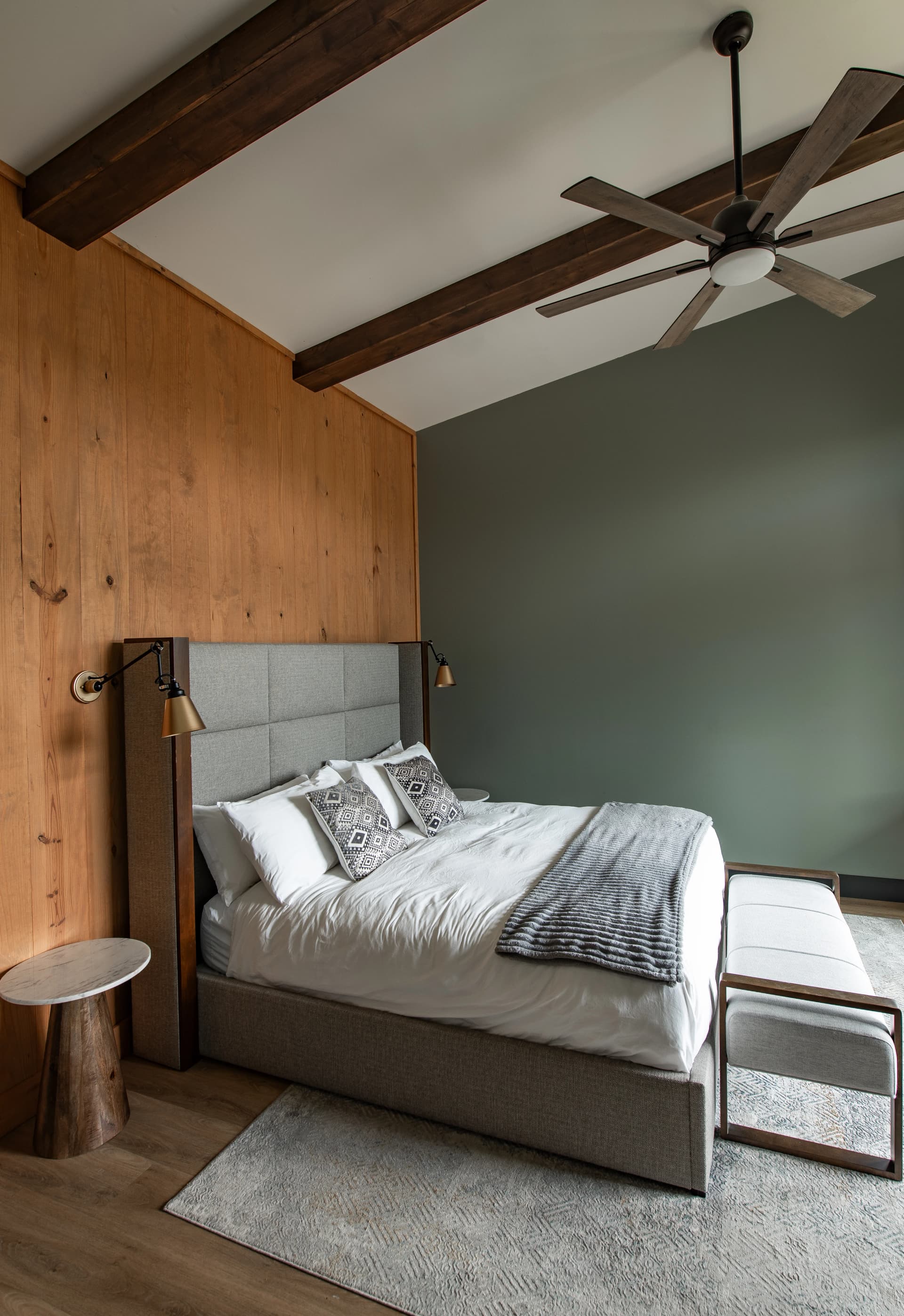 Cabin Bedroom Wood Paneling