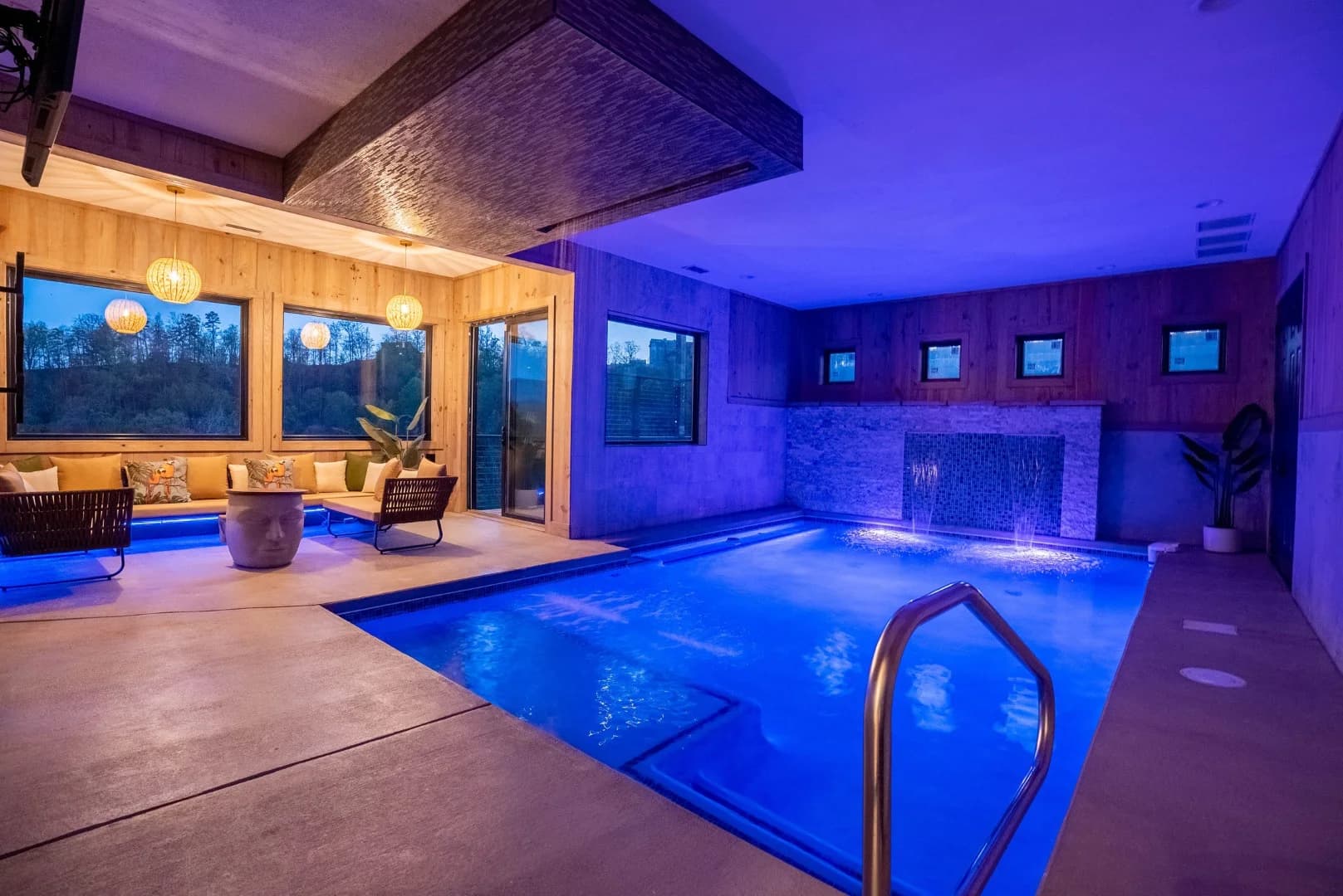 Pigeon Forge Cabin Rental Indoor Pool Night Swim